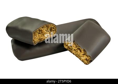 German Ginger Bread cakes with chocolate isolated on white background Stock Photo