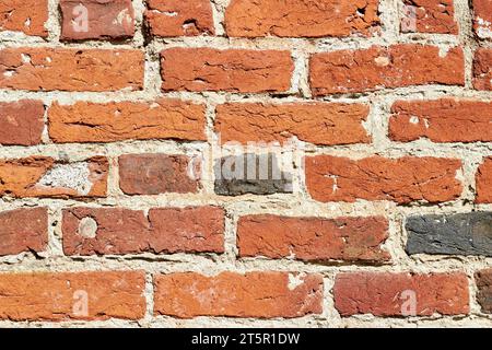 Texture of a red brick wall. Wall of an ancient building made of red burnt brick Stock Photo