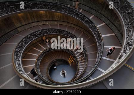 VATICAN CITY STATE - MAY 10, 2022: Bramante Staircase in the Vatican Museums. Stock Photo