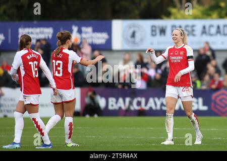 London, UK. 05th Nov, 2023. London, England, November 5th 2023: Amanda Ilestedt (28 Arsenal) and Lia Wälti (13 Arsenal) after the final whistle during the FA Women's Super League match between Arsenal and Manchester City at Meadow Park in London, England (Alexander Canillas/SPP) Credit: SPP Sport Press Photo. /Alamy Live News Stock Photo