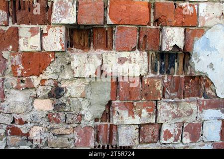 A fragment of the masonry wall of the old building Stock Photo