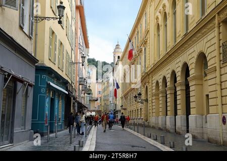 Rue de la Prefecture in the Old Town of Nice on the French Riviera Stock Photo