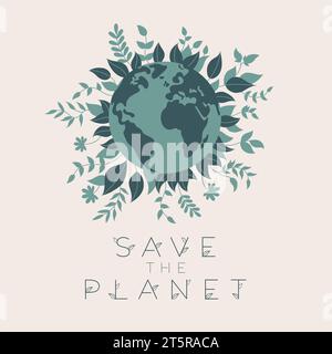 This flat art vector illustration feature Planet Earth. Stock Vector