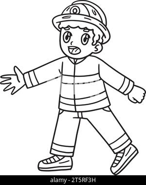 Firefighter Isolated Coloring Page for Kids Stock Vector Image & Art ...