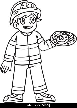 Firefighter Isolated Coloring Page for Kids Stock Vector Image & Art ...
