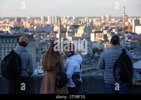 Kyiv, Ukraine. 05th Nov, 2023. People spend time on a viewing platform in central Kyiv. Credit: SOPA Images Limited/Alamy Live News Stock Photo