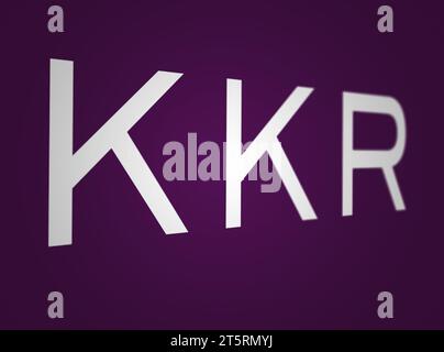 In this photo illustration the KKR logo of an US global investment company  is seen on a smartphone and a pc screen Stock Photo - Alamy