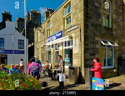 LERWICK, SCOTLAND - September 5, 2023: Lerwick is the main town and port of the Shetland archipelago, Scotland. Lerwick has 7,000 residents, but 2 cru Stock Photo