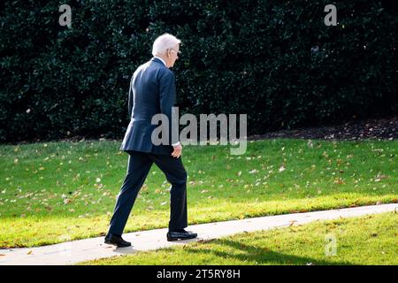Washington, United States. 06th Nov, 2023. President Joe Biden on the South lawn walking to the White House. Credit: SOPA Images Limited/Alamy Live News Stock Photo