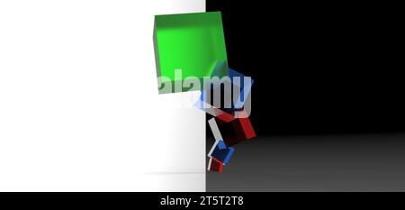 cube stacked rendering, computer generated images Stock Photo