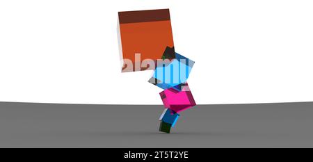 cube stacked rendering, computer generated images Stock Photo