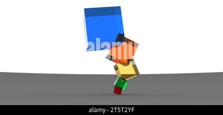 cube stacked rendering, computer generated images Stock Photo