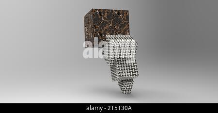 cube stacked rendering in gray background, computer generated images ...