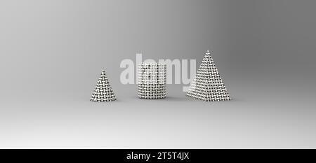 geometric solid structure rendering in a gray background, computer ...