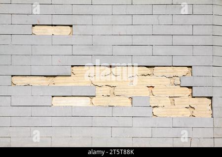debris of the ceramic tile wall, closeup of photo Stock Photo