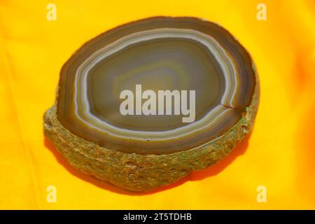 Agate stone cross section, closeup of photo Stock Photo