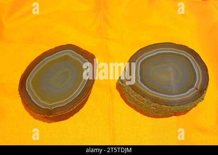 Agate stone cross section, closeup of photo Stock Photo