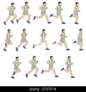 Collection of running man set illustration vector hand drawn isolated on white background Stock Vector