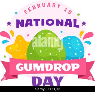 National Gumdrop Day Vector Illustration on February 15 with Delicious Candies Brightly Colored Dome Shaped in Flat Cartoon Background Stock Vector