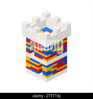 Fortress tower made of plastic blocks. Vector Stock Vector