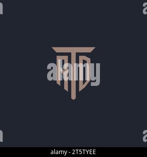 AD initial logo monogram with pillar icon design vector Stock Vector