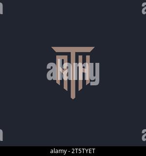 AH initial logo monogram with pillar icon design vector Stock Vector