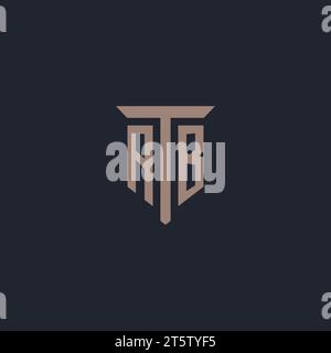 AB initial logo monogram with pillar icon design vector Stock Vector