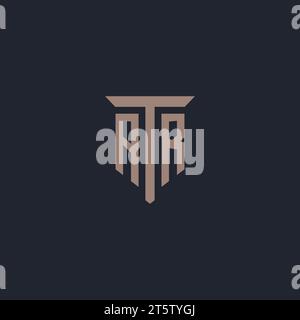 AR initial logo monogram with pillar icon design vector Stock Vector