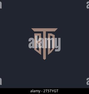 BD initial logo monogram with pillar icon design vector Stock Vector