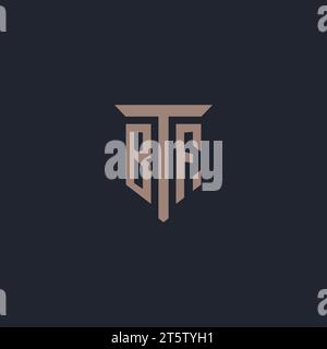 BF initial logo monogram with pillar icon design vector Stock Vector