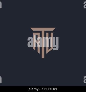 AU initial logo monogram with pillar icon design vector Stock Vector