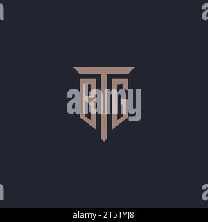 BG initial logo monogram with pillar icon design vector Stock Vector