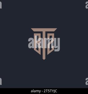 BZ initial logo monogram with pillar icon design vector Stock Vector