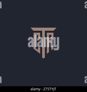 CF initial logo monogram with pillar icon design vector Stock Vector