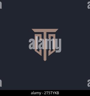 CJ initial logo monogram with pillar icon design vector Stock Vector