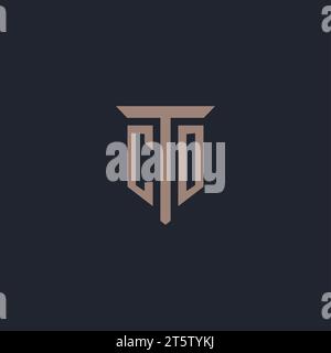 CO initial logo monogram with pillar icon design vector Stock Vector