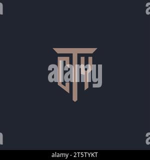 CY initial logo monogram with pillar icon design vector Stock Vector