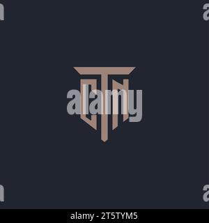 CN initial logo monogram with pillar icon design vector Stock Vector