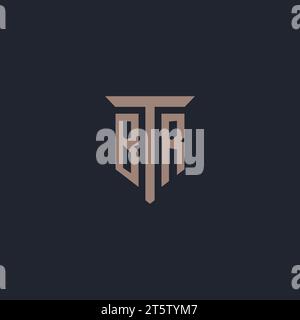 BR initial logo monogram with pillar icon design vector Stock Vector