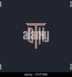 DH initial logo monogram with pillar icon design vector Stock Vector