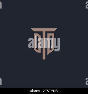 DQ initial logo monogram with pillar icon design vector Stock Vector