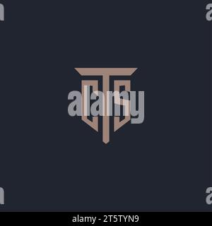 CS initial logo monogram with pillar icon design vector Stock Vector
