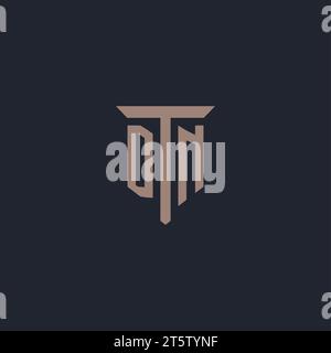 DN initial logo monogram with pillar icon design vector Stock Vector