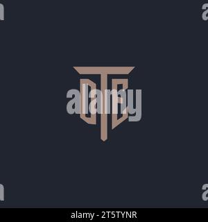 DE initial logo monogram with pillar icon design vector Stock Vector