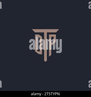 DP initial logo monogram with pillar icon design vector Stock Vector