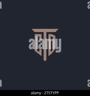CD initial logo monogram with pillar icon design vector Stock Vector