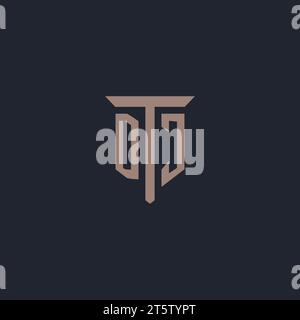 DJ initial logo monogram with pillar icon design vector Stock Vector