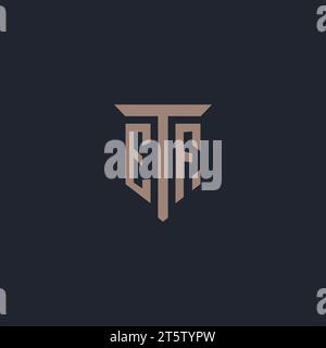 EF initial logo monogram with pillar icon design vector Stock Vector