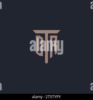 DR initial logo monogram with pillar icon design vector Stock Vector