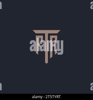 FF initial logo monogram with pillar icon design vector Stock Vector